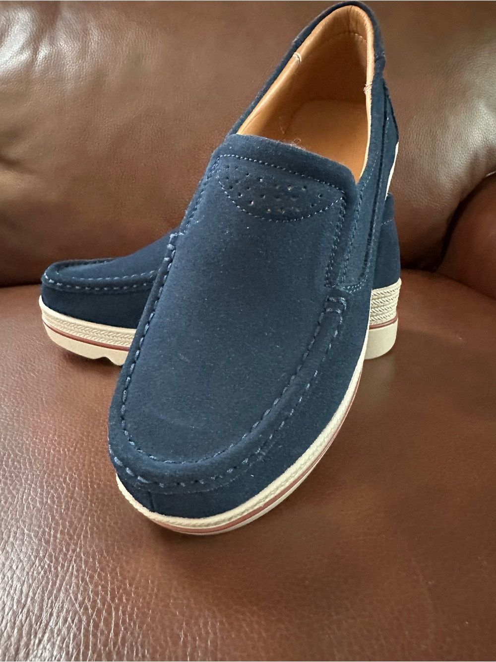 Navy Slip-On Lu Sole Platform Loafers - Women's Casual Comfort - Picture 5 of 6